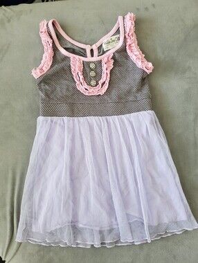 Matilda Jane Clothing Girls Ruffle Dress Size 2 Grey Pink Purple
